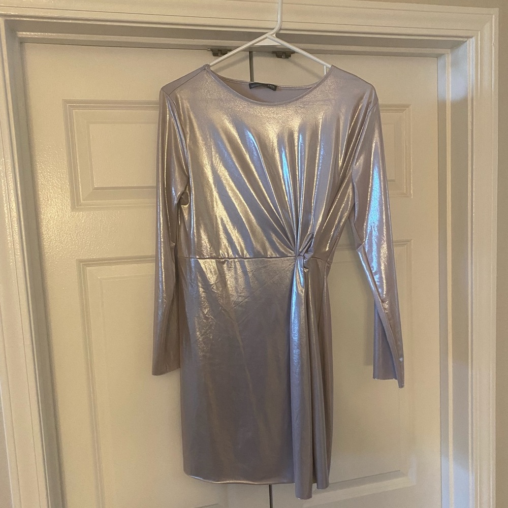 Metallic Silver Zara dress - Size Medium